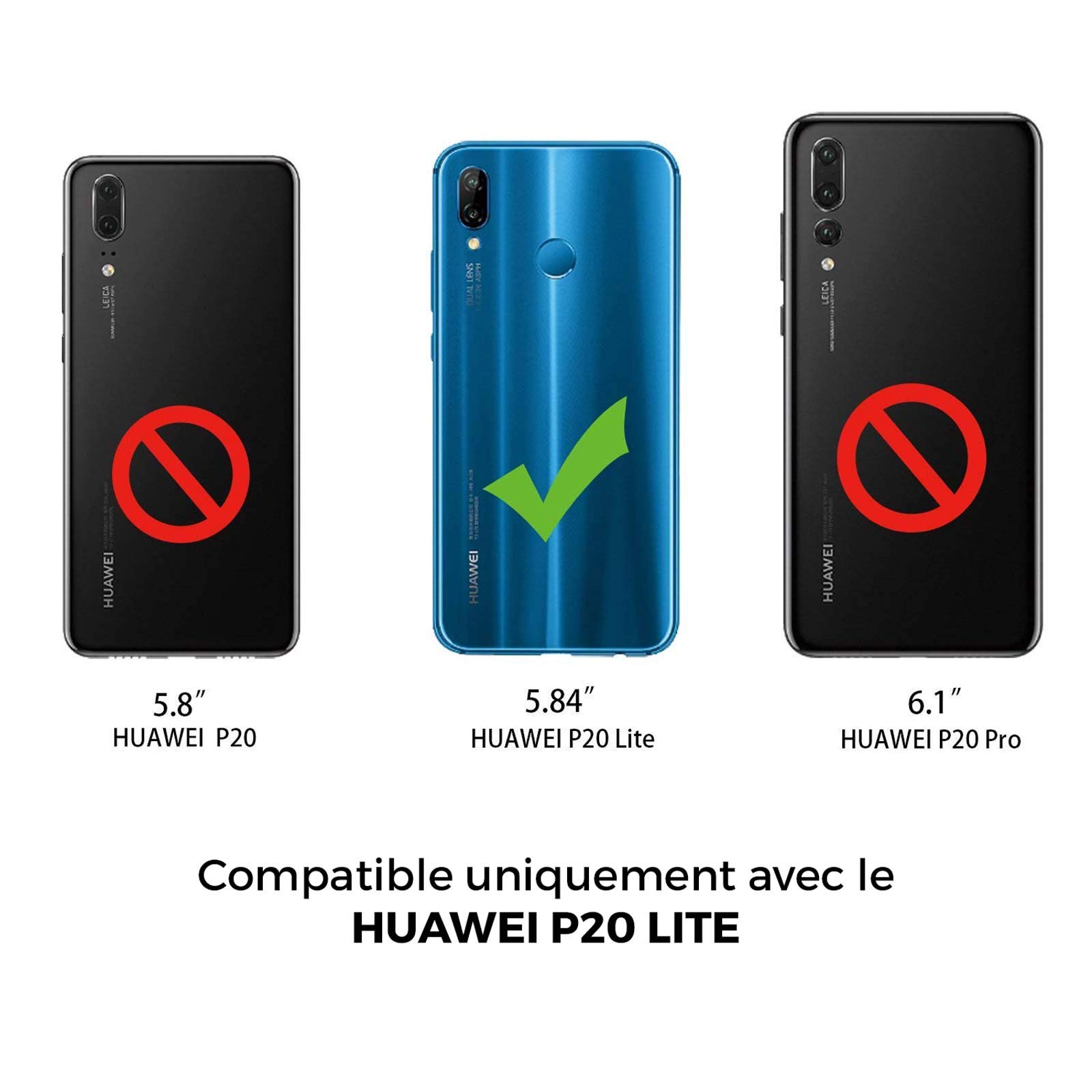LINCIVIUS  Ecran Verre Trempé Huawei P20 Lite, Vitre Protection Ecran Rigide intégral Bord à Bord, [Compatible avec Une Coque] - Transparent