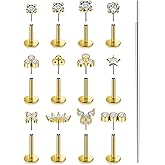 Xnsjeyy 20G 18G 16G Threadless Flat Back Earrings Nose Studs 316L Surgical Steel Tragus Forward Helix Conch Cartilage Lobe Earrings Stud Medusa Labret Monroe Lip Ring Piercing Jewelry For Women Men