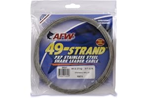 AFW American Fishing Wire 49 Strand, 7x7 Stainless Steel Leader Cable - Strong Heavy Duty Fishing Wire for Shark and Up to 900lb Test