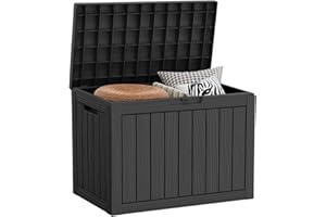 Yardgrace 45 Gallon Waterproof Deck Box, Lockable Resin Storage Box for Patio Furniture Cushions Garden Tools and Outdoor Delivery Storage, Black