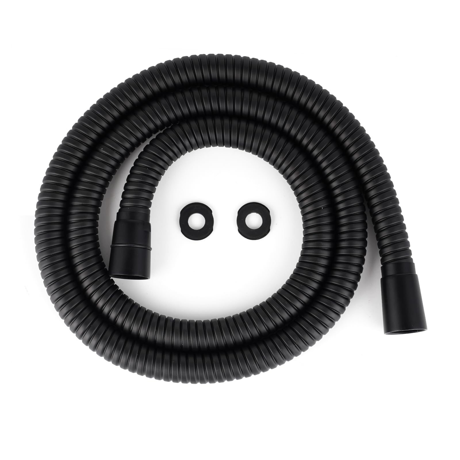 Hibbent 16mm (Outer)/10mm(Inner) Large Bore Shower Hose 1.25m -Supper Low Water Pressure Boosting Shower Hoses with Black, Universal Anti-Kink and Leak-Proof