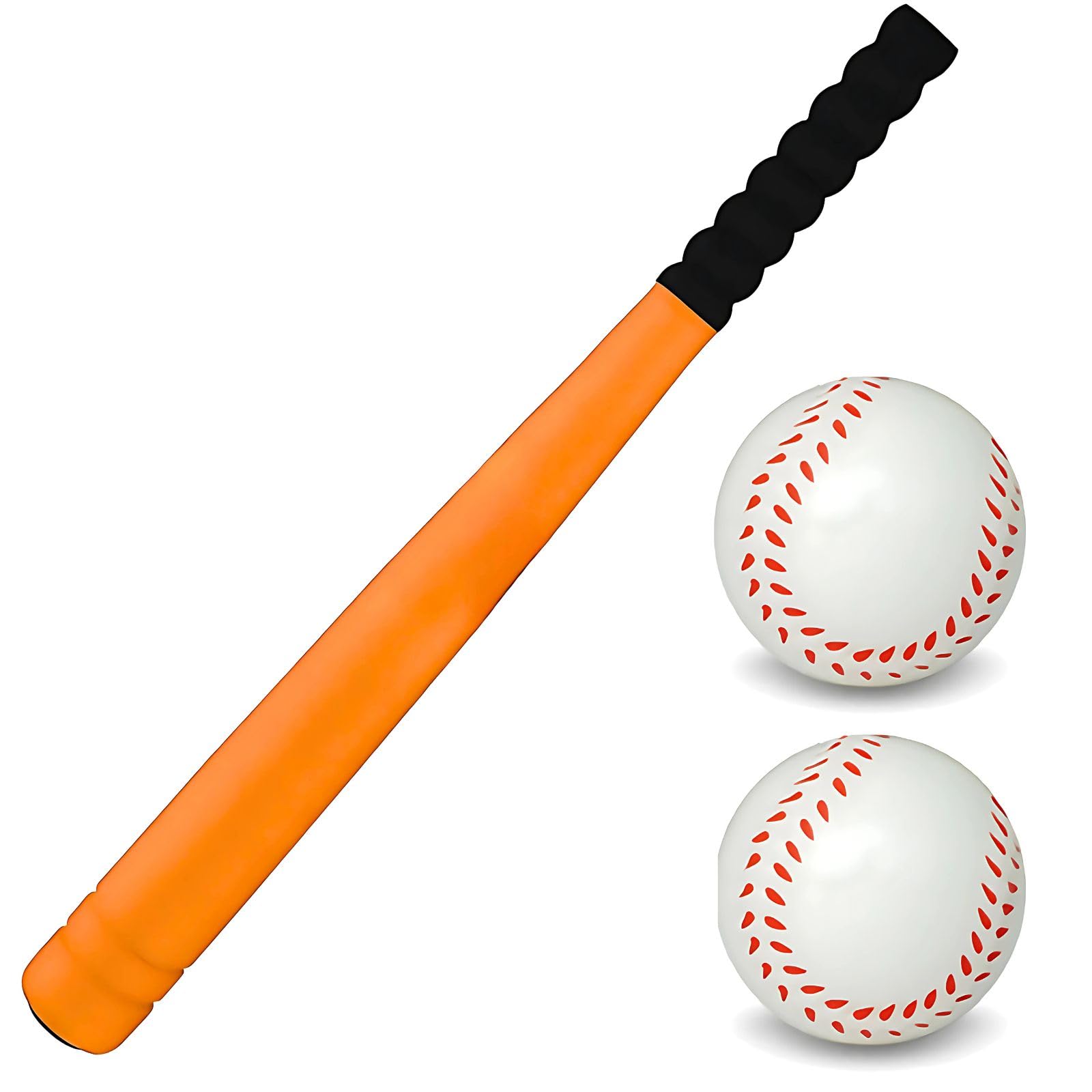 TOLAVIT(トラビット） 野球 バット スポンジ ボール 2個付き セット バッティング おもちゃ カラーバット 子供 遊び レジャー 安全 素振り用bat ブルー レッド (オレンジ)商品画像