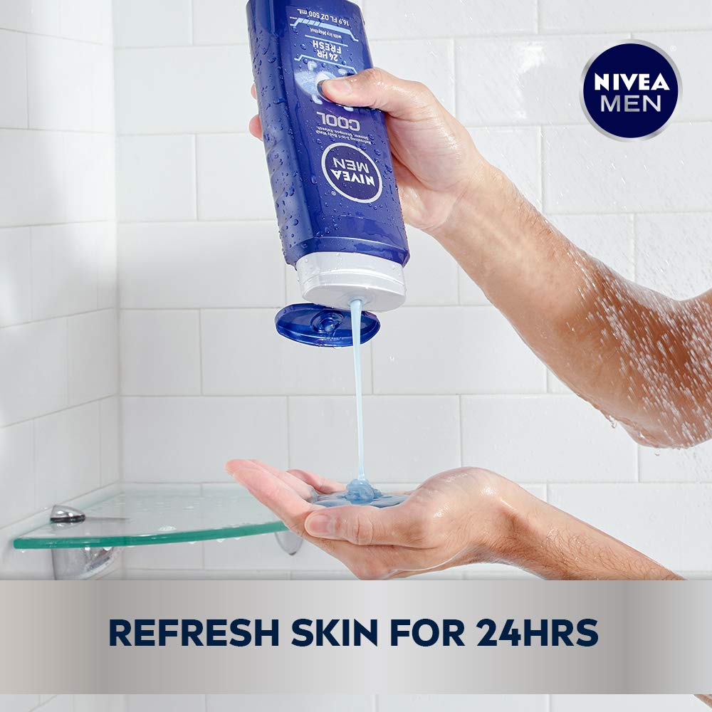 Nivea Men Cool 3-in-1 Body Wash, 16.9 Fl. Oz (Pack of 3) : Bath And Shower Gels : Beauty