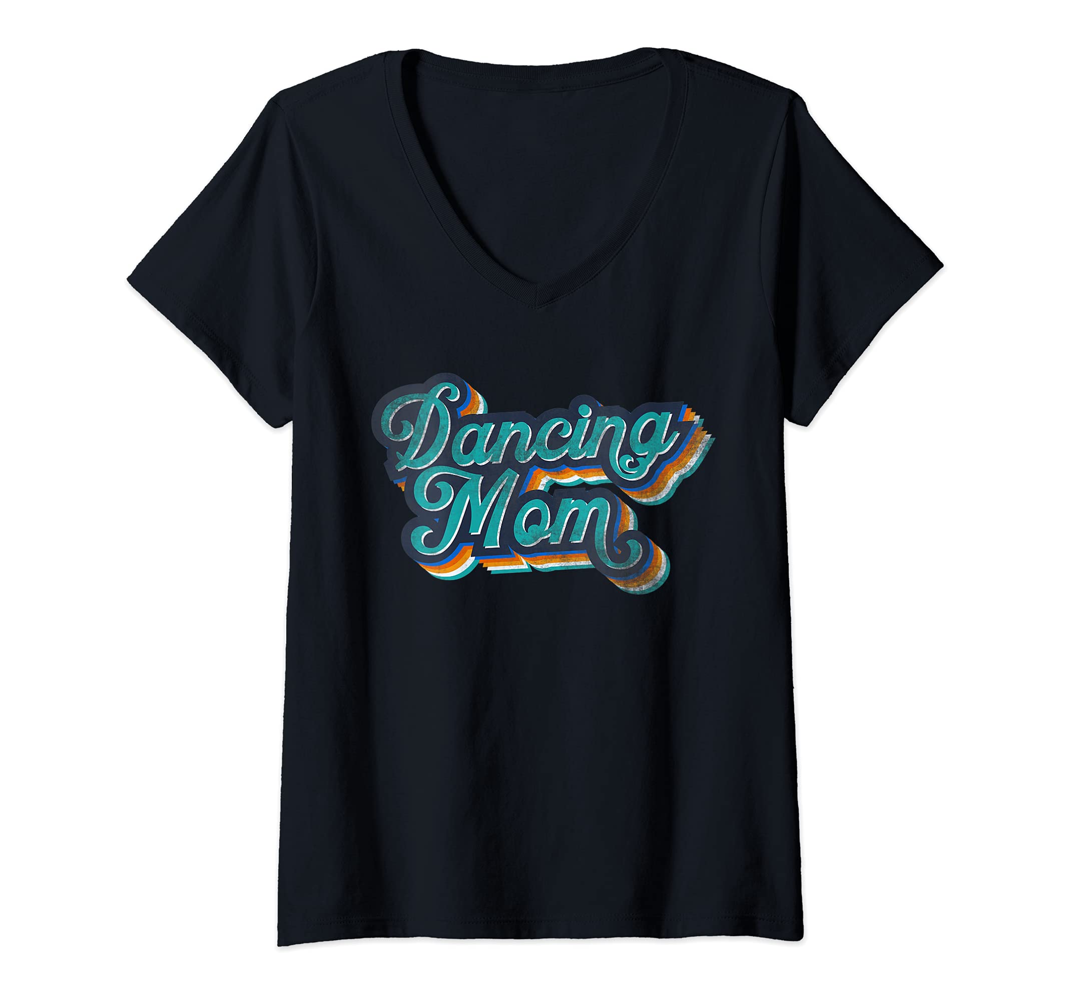 Womens Disco Dancing Mom V-Neck T-Shirt