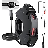 Motorcycle USB Charger, Ultra-Narrow PD30W & Quick Charge 3.0 Motorcycle Phone Charger, Dual Outer Port Waterproof SAE to USB Handlebar Charge for Phone, GPS, DC12-24V