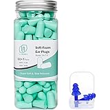 Ultra Soft Foam Earplugs 60 Pairs, 38dB SNR Noise Reduction Ear Plugs for Sleeping, Work, Travel and Shooting, (Water Blue) L
