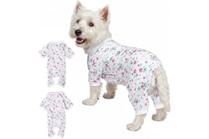 LUBOT 2026 New Cotton Dog Pajamas for Small & Medium Dogs - Soft Pet Onesie, Comfy Puppy Coat with Various Prints, Cute Pet Apparel for Dogs Pink Floral Small
