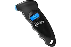 PINKJOY Digital Tire Pressure Gauge 150 PSI, 4 Settings, Tire Gauge for Car, Truck, Motorcycle, Bicycle with Backlit LCD and Non-Slip Grip (Black)