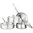 Viking 5-Ply Pots and Pans Set, 7 Piece Stainless Steel Kitchen Cookware, Silver