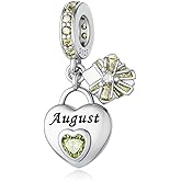 Aurevella Heart Birthstone Charms 925 Sterling Silver Charm for Bracelets and Necklaces Birthday Christmas Women Jewelry Gifts