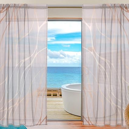 Alarge Window Sheer Curtain Rose Gold Marble Pattern Voile Curtain