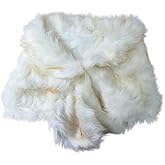 Decahome Women's Faux Fur Shawl Wrap Cape for Bridal Wedding Party Blue Artificial Wool