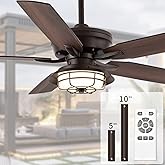 NORFOLK Outdoor Ceiling Fans with Lights and Remote, Waterproof 52 Inch Ceiling Fan with 3 Color LED Light for Patios, Gazebo