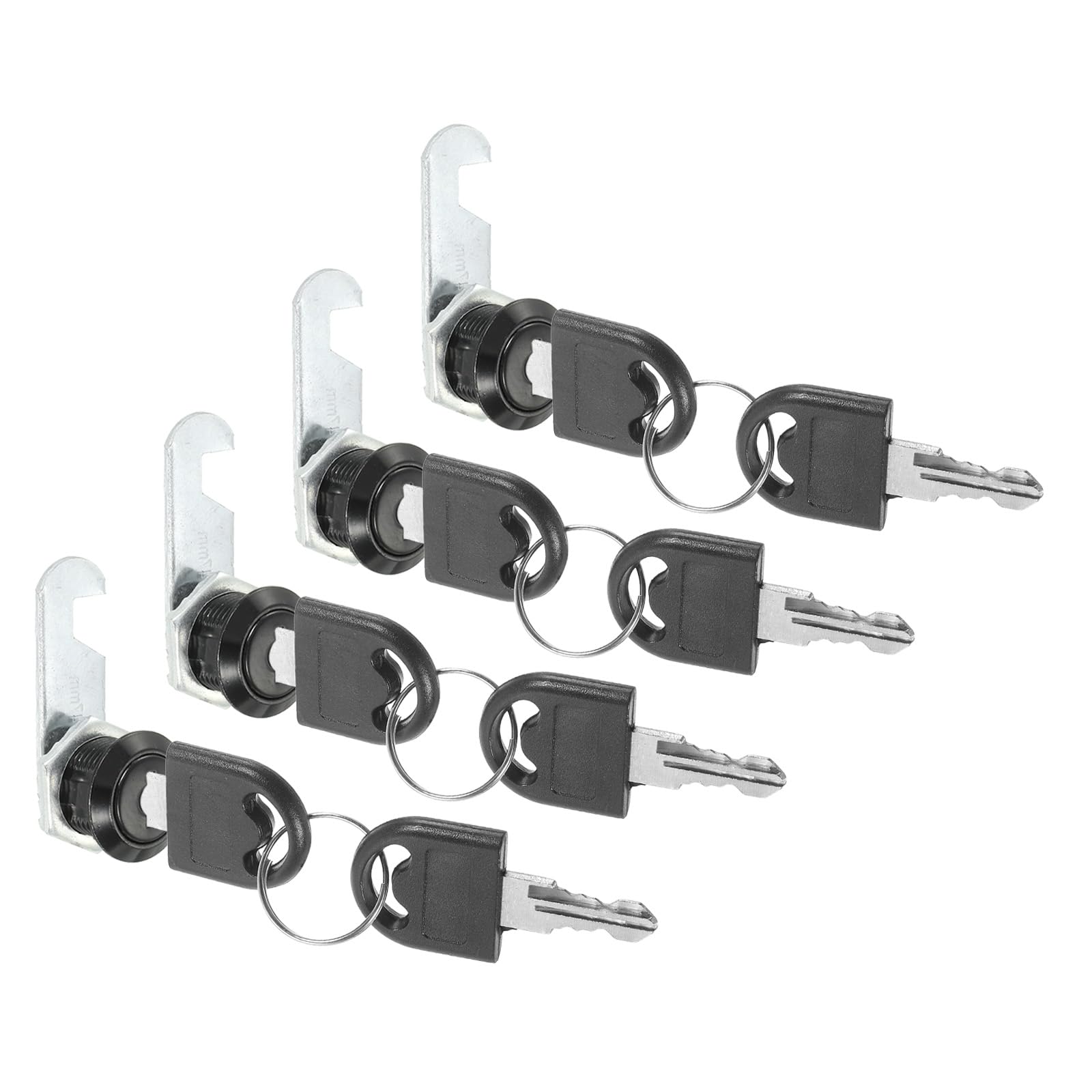 PATIKIL Cabinet Lock with Keys 4 Pcs 5/8" (16mm) Cam Locks Zinc Alloy Tool Box Lock Replacement Keyed Alike for Drawer Cupboard Household Mailbox RV Door Lock, Black