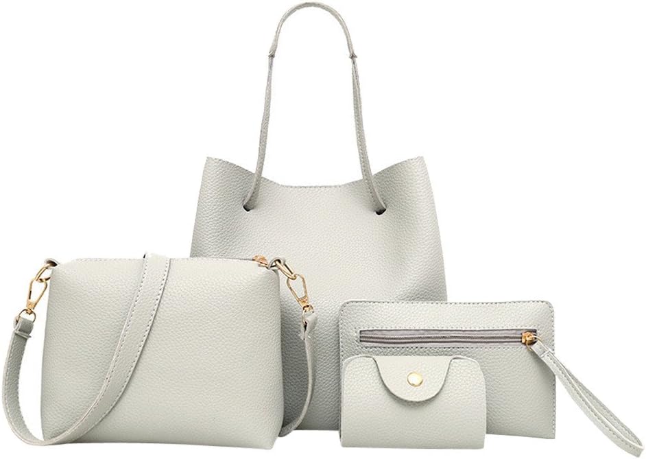Sonnena Bags Clearence Set 4Pcs Women Pattern Leather Handbag+Crossbody Bag+Messenger Bag+Card Package