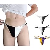 BY.ECG Men's Y Back String Thong Soft Cotton G-string Color-blocked Sexy