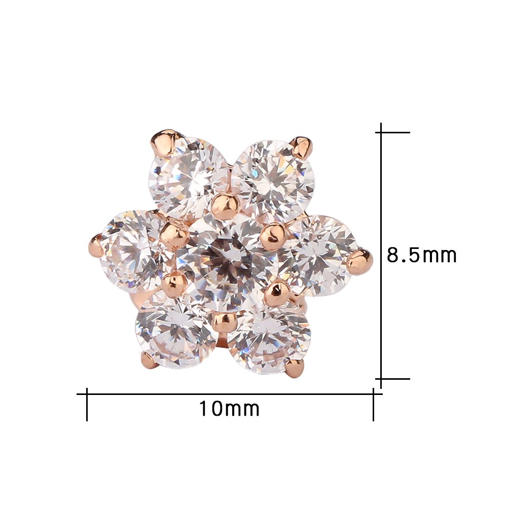 JOYEN Rose Gold Flower Shape Cubic Zirconia Earrings Studs for Women
