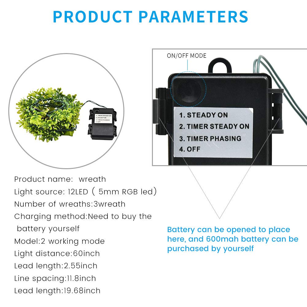 DOLUCKY LED String Lights, Outdoor Waterproof Wreaths Christmas Lights, Decorative Multicolor Battery Powered LED Fairy Lights for Indoor Wedding Party Windows Fence Gardens Homes(2 Packs)