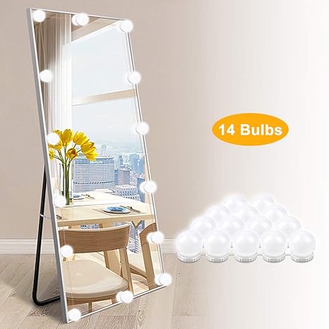 Led Vanity Lights For Mirror Hollywood Style Makeup Vanity Lights With 14 Dimmable Light Bulbs For Makeup Dressing Table And Power Supply Plug In Lighting Fixture Strip Mirror Not Include Amazon Com