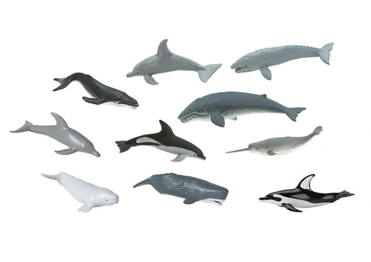 Miniblings 9X Set Whales And Dolphins Animal Figure Figures Figurines Toy Whale Kids