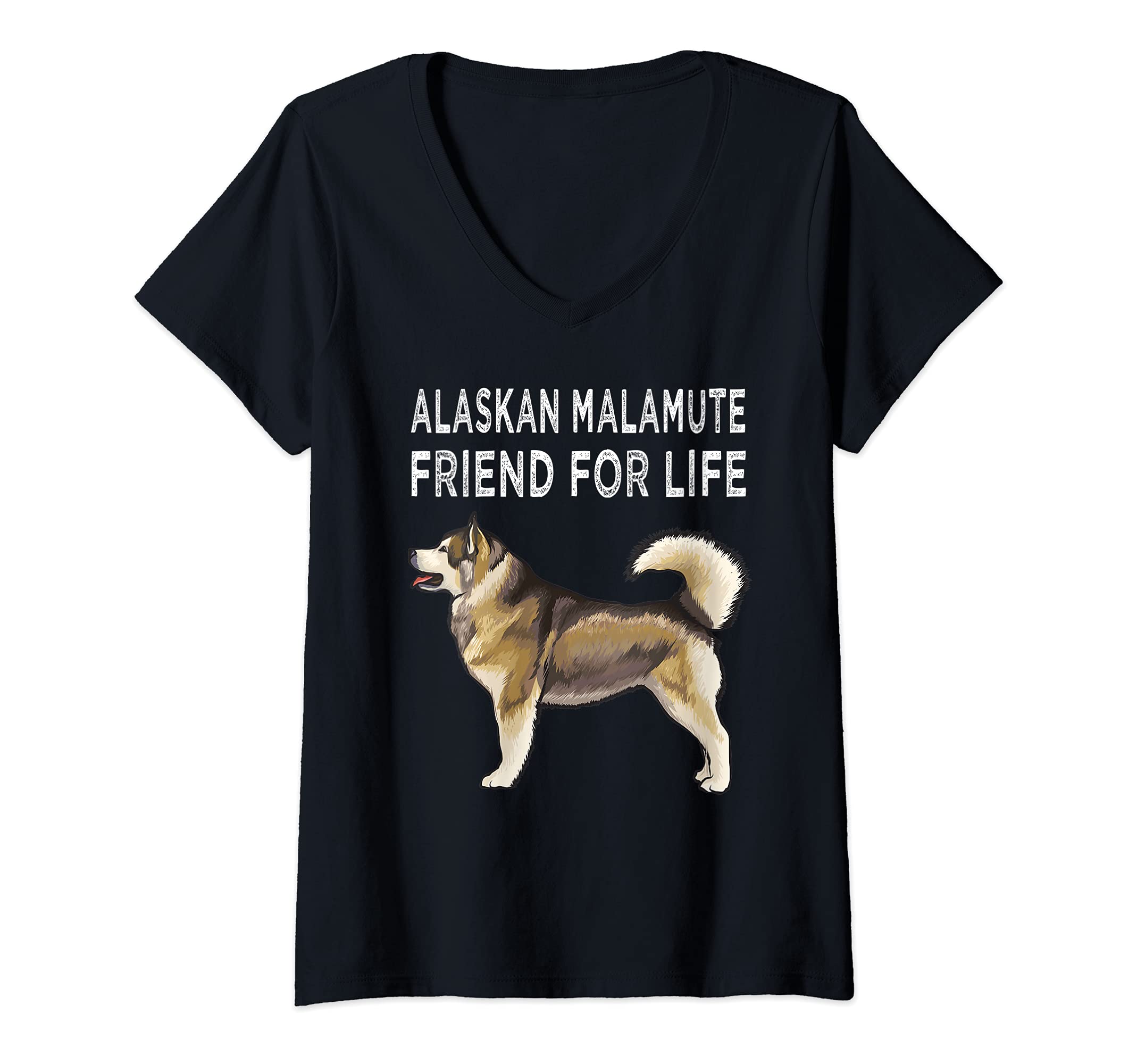 Womens Alaskan Malamute Friend For Life Dog Friendship V-Neck T-Shirt