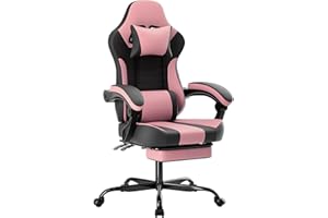 Gaming Chair with Recline, Video Game Chair Built-in Massage, Footrest & Headrest, Height Adjustable Ergonomic Gamer Chair, 3