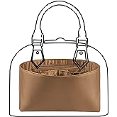 ZTUJO Purse Organizer Insert For Handbags, Silk Purse Organizer with Zipper, Silky Smooth, Bag Organizer For Speedy Neverfull Tote,onthego,Artsy, 6 Sizes(Medium, Silky Brown)