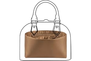 ZTUJO Purse Organizer Insert For Handbags, Silk Purse Organizer with Zipper, Silky Smooth, Bag Organizer For Speedy Neverfull Tote,onthego,Artsy, 6 Sizes (Large, Silky Brown)