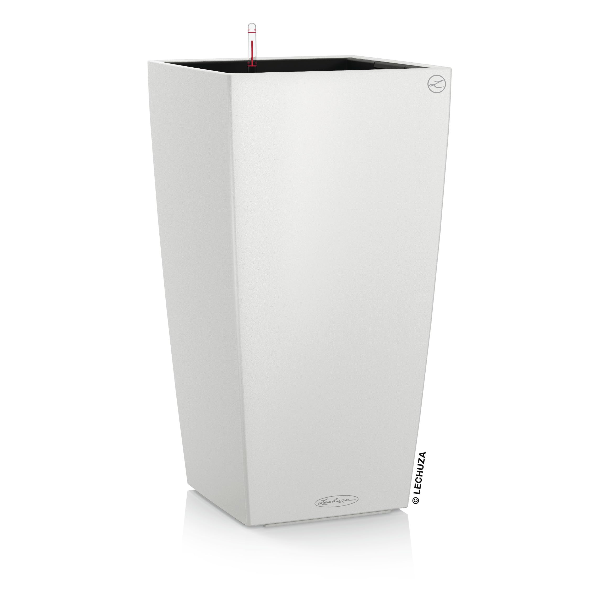 Lechuza CUBICO Color 22 Self Watering Planter Garden Plastic Indoor and Outdoor Flower Plant Pot with Drainage Hole H41 L22 W22 cm White