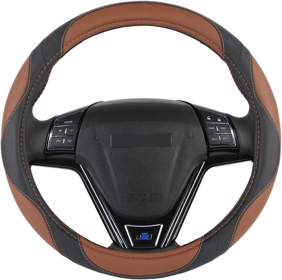 Mayco Bell2018 Microfiber leather Universal 38cm Sport Design Steering Wheel Covers Case Auto Brown