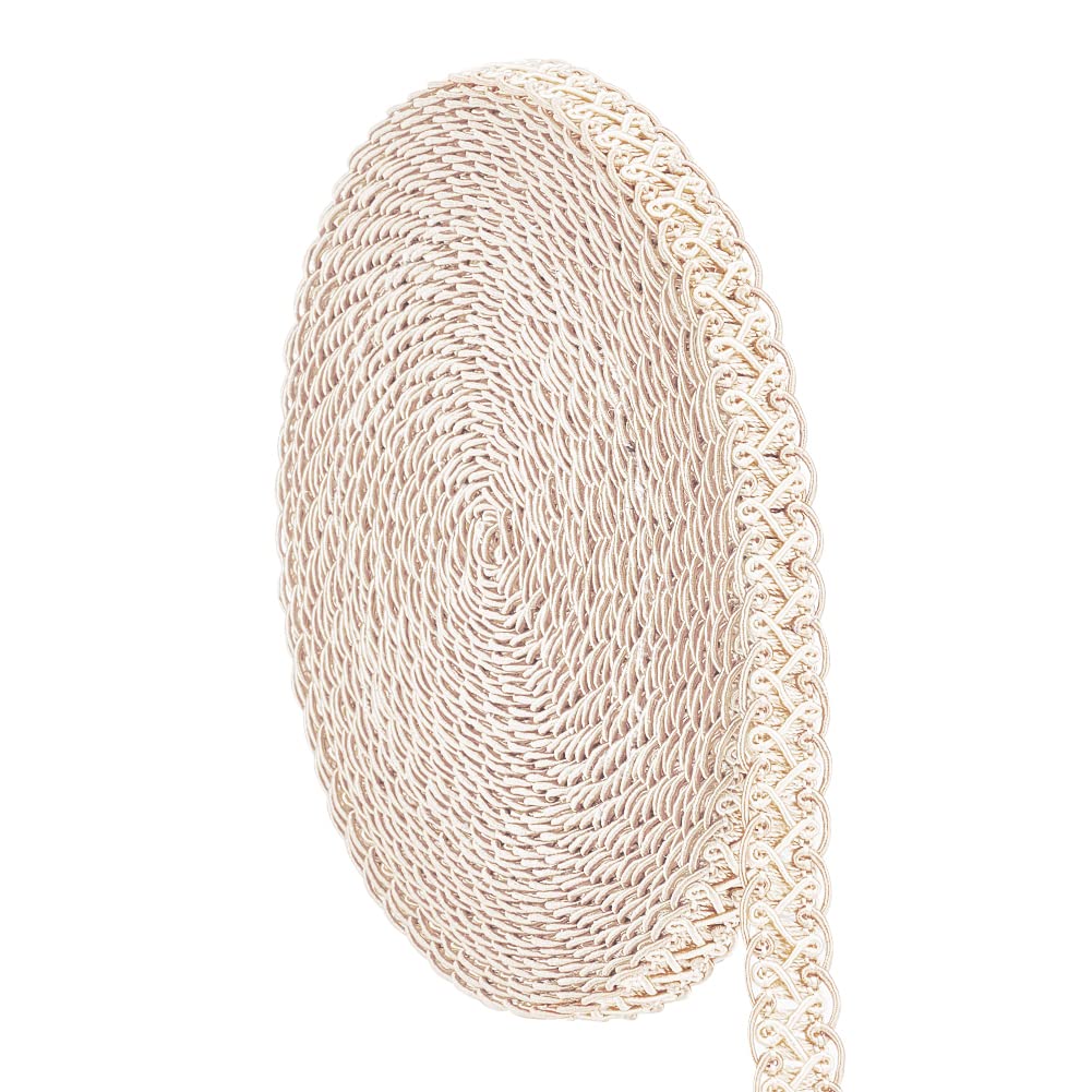 PandaHall 13 Yard Gimp Braid Trim 15mm Woven Fabric Trim Polyester Braided Lace Trim Beige Upholstery Trim for Wedding Costume DIY Crafts Sewing Jewellery Making Curtain Slipcover Home Decor