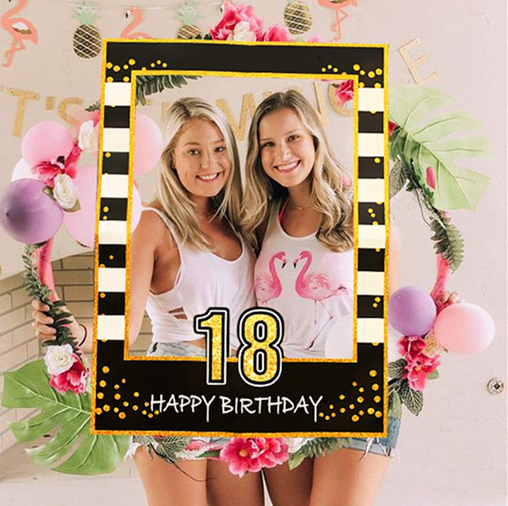 JeVenis 18 Birthday Photo Frame, Photo Booth Props 18 Birthday Favors for Women or Man 18th Birthday Party Decorations