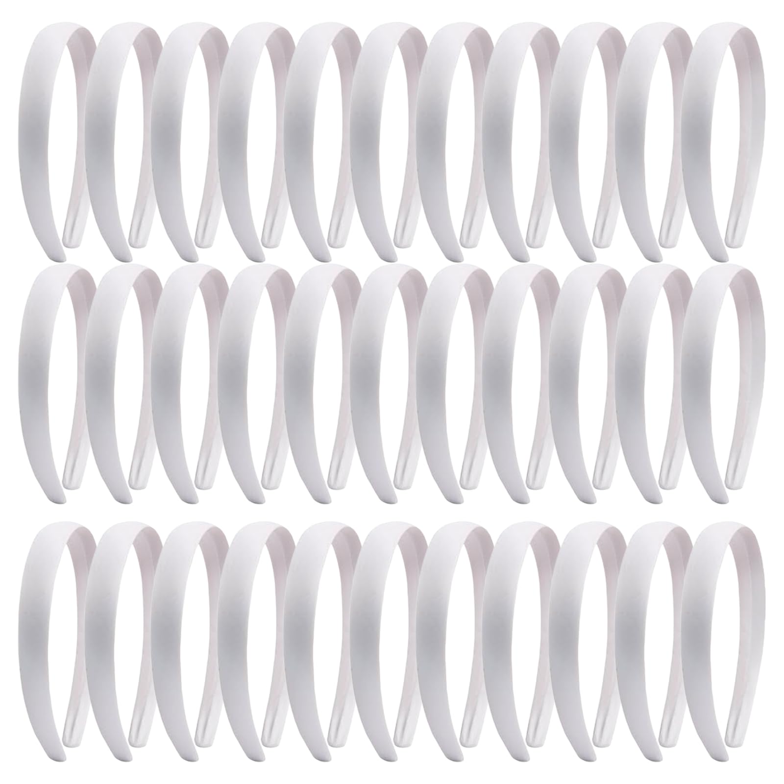 Candygirl 33Pcs Classic Satin Headband Ribbon Headbands for Women Girls DIY Craft Hairbands Headwear Accessories (White(33pcs)2.0CM)