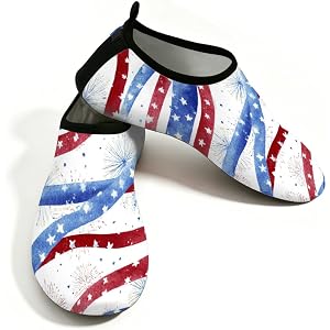 DXTKWL Water Shoes for Women Men American Flag Red Blue White Stars Stripes Quick Dry Barefoot Beach Shoes Aqua Socks