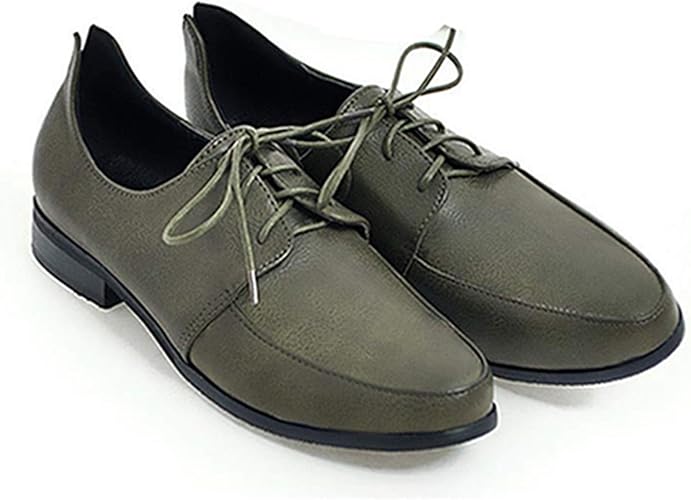 Amazon ブウケ オックスフォードシューズ レディース レースアップ 革靴 おじ靴 かわいい シューズ ローヒール 靴 スムース調 美脚 秋物 冬物 カジュアルシューズ 茶色 パンプス マニッシュシューズ レースアップシューズ レースアップ