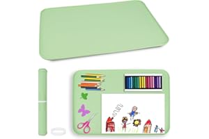 JOASINC 24" x 16" Silicone Art Mat for Crafts - Silicone Painting Mat for Kids with Raised Sides, Paint Craft Mats for Painting, DIY Making, Clay, Resin, Slime, Jewelry-Making & Crafts Creation (Green)