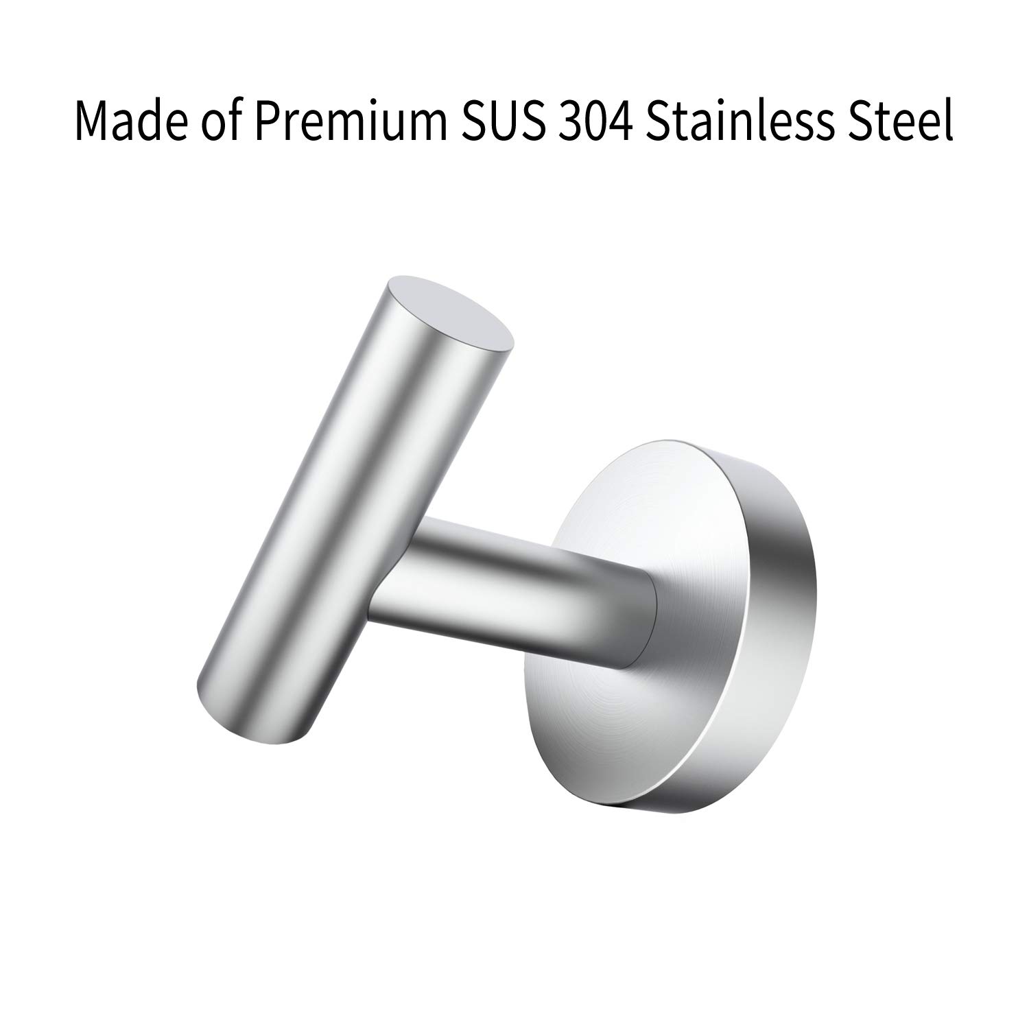 HomGif Towel Robe Hook Wall Mount for Bathroom SUS 304 Stainless Steel Brushed Finish (Silver, 1)