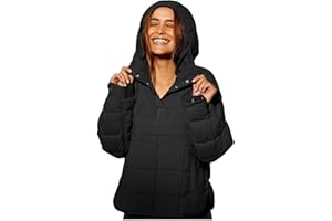 Feunu Puffer Pullover Jacket Womens Quilted Lightweight Jacket Dolman Hoodies Padded Coat Warm Winter Down Jackets Outwear