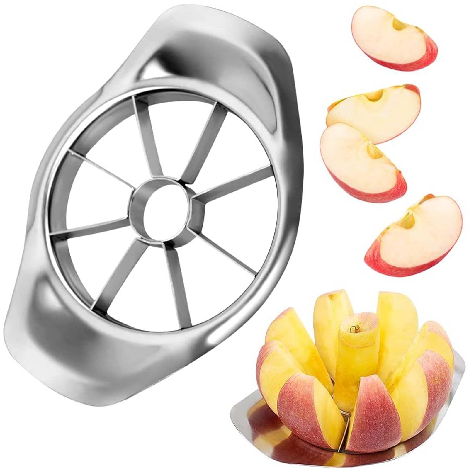 1 PCS Stainless Steel Apple Slicer Fruit Cutter Fruit Cutter Stainless Steel 3 in 1 Stainless Steel Apple Corer Peeler Apple Cutter Apple Cutter with 8 Blades for Cutting Fruit and Vegetables