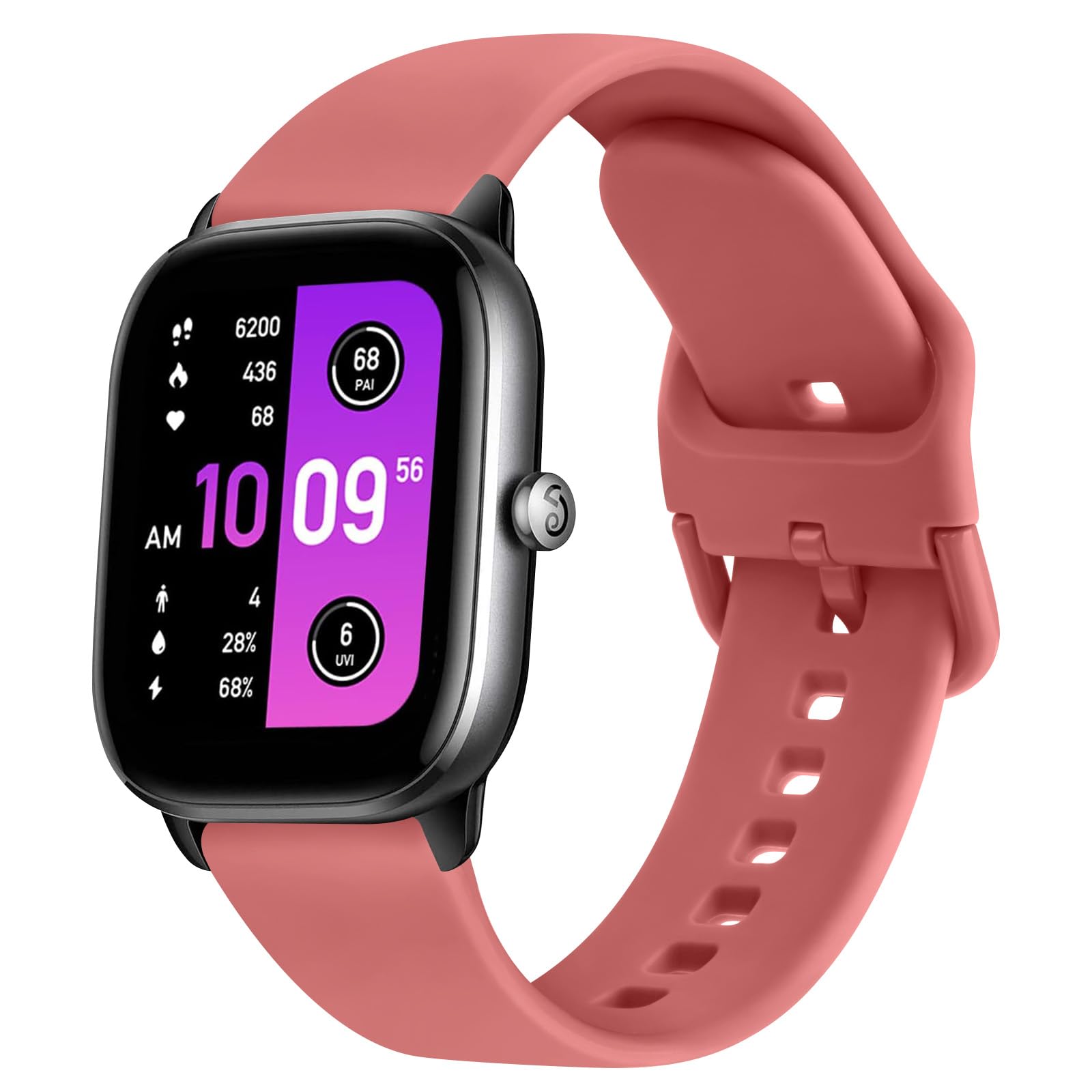 AK Straps Compatible with Amazfit GTS 4 Mini / GTS 4, 20mm Soft Silicone Sport Replacement for Amazfit Bip 3 Pro / Bip U Pro (Coral)