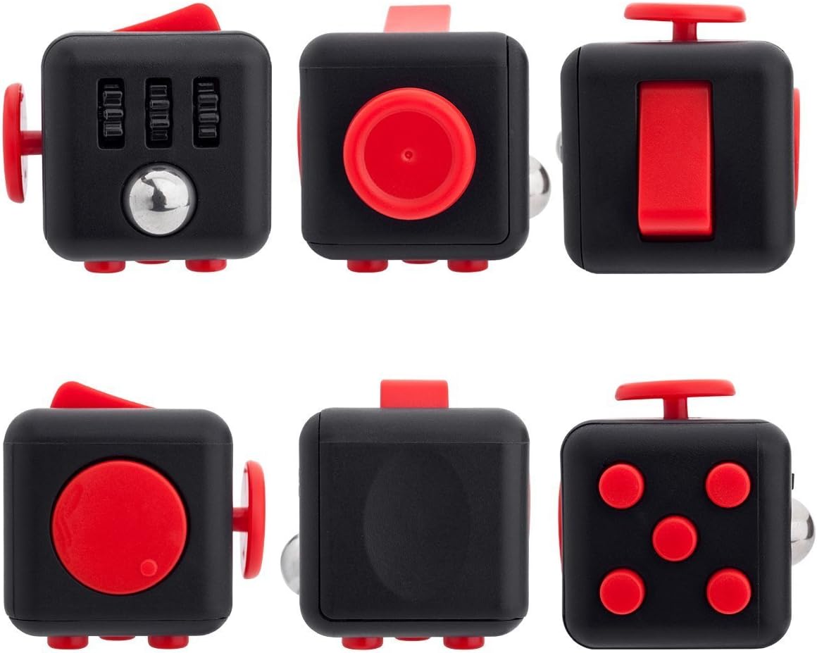 Fidget Cube Relieves Stress And Anxiety for Children and Adults (Red Black)