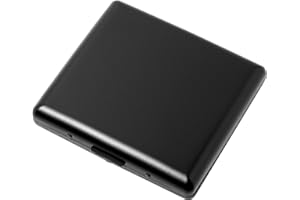 EYIDADAE Metal Cigarette Case - Ladies and Men, Portable Double Sided Spring Clip, Holds 10-20 85mm Cigarettes (E38-Black)