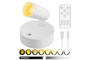LASERTY Battery Operated Spot Lights Indoor: 20-120Hrs Battery Life Wireless Spotlight with Stepless Color Temperature & Stepless Dimming & Timer, LED Accent Lighting with Remote for Plant Picture Wall Floor