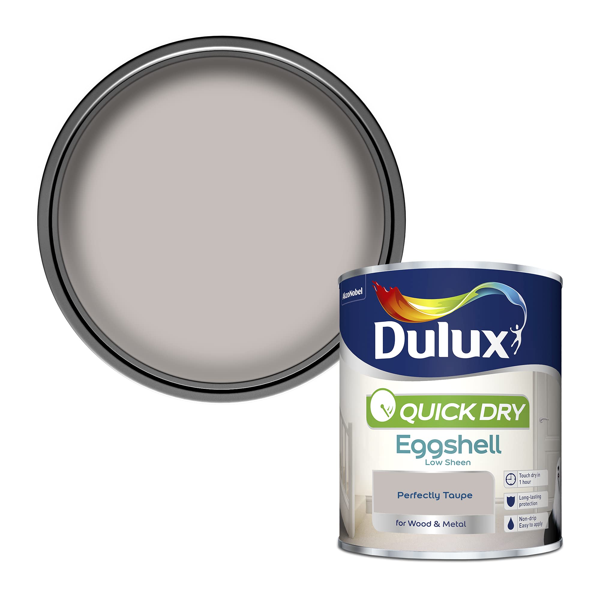 Dulux 5358165 Quick Dry Eggshell Paint, Perfectly Taupe, 750 ML