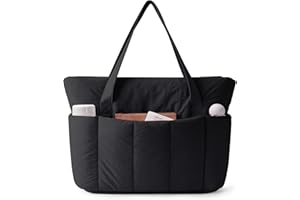 Narwey Tote Bags for Women, Puffer Work Tote Bag Women for Travel, Beach, School, Nurse, Gifts with 15.6'' Laptop Compartment