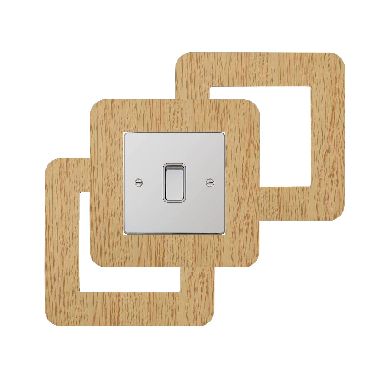3 Count Acrylic Single Light Switch Surround Socket Switch Sticker Cover Solid Color - Nature Wooden Color