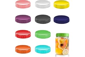 Plastic Mason Jar Lids, Regular Mouth Canning Jar Lids with Gaskets, 70 mm Reusable Jar Lids Food Storage Cap, 10 Colors