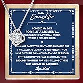 Printed Art Therapy To My Daughter Necklace Gift from Dad | 14k White Gold Pendant with Emotional Message Card & Gift Box | Birthday, Graduation, Christmas Jewelry for Teen or Adult Daughter