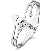 HUAGEO Stainless Steel 18K Gold Silver Plated Rhinestone Fall Ginkgo Leaf Bangle Hollow Out Cuff Bracelets Novelty Jewelry For Women Charms Gifts Fun Accessories