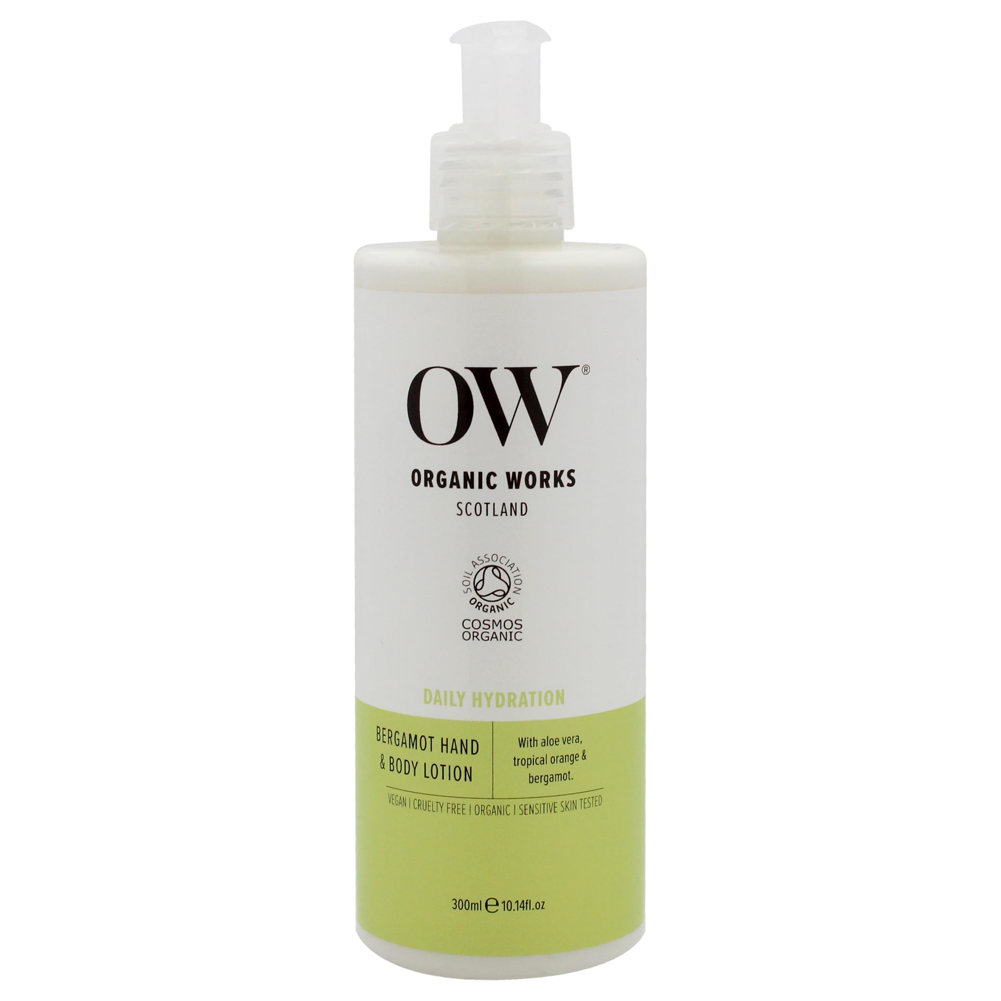 Organic Works Daily Hydration Hand and Body Lotion - Enriched with Vitamin E and C, Shea Butter Lotion for All Skin Types - Bergamot - 10.14 oz
